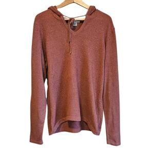 ExOfficio Women's Hooded Pullover Maroon Textured Long Sleeve Top XL